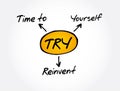 TRY - Time to Reinvent Yourself acronym, business concept Royalty Free Stock Photo