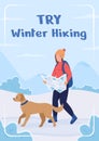 Try winter hiking poster flat vector template