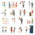 Trying Shop Flat People Icon Set