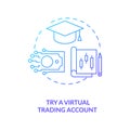 Trying virtual trading account concept icon