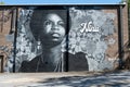 Tryon, North Carolina, USA- October 4, 2022: Nina Simone Mural painted on a red brick building by Scott Nurkin