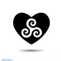 Tryskel circle floats in heart. Heart black icon, Love symbol. Valentines day sign, emblem, Flat style for graphic and web