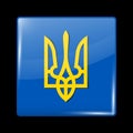 Tryzub. Trident. National Symbols of Ukraine. Glossy Icon Square