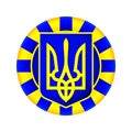 Tryzub. Trident. National Symbols of Ukraine. Round Vector Icon