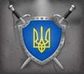 Tryzub. Trident. National Symbols of Ukraine. The Shield with Na