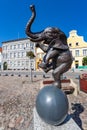 Trzebiatow, Zachodniopomorskie / Poland - August, 30, 2020: Elephant - the symbol of the city of TrzebiatÃÂ³w. A small sculpture
