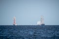 Trzebiez, Poland - August 08, 2017 - Big sailing ships sails to the full sea after final of Tall Ships Races 2017 in Stettin on 05