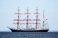 Trzebiez, Poland - August 08, 2017 - Sailing ship Sedov sails to the full sea after final of Tall Ships Races 2017 in Stettin on 0 Royalty Free Stock Photo