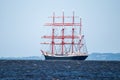 Trzebiez, Poland - August 08, 2017 - Sailing ship Sedov sails to the full sea after final of Tall Ships Races 2017 in Stettin on 0 Royalty Free Stock Photo