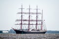 Trzebiez, Poland - August 08, 2017 - Sailing ship Sedov sails to the full sea after final of Tall Ships Races 2017 in Stettin on 0 Royalty Free Stock Photo