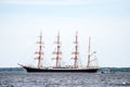 Trzebiez, Poland - August 08, 2017 - Sailing ship Sedov sails to the full sea after final of Tall Ships Races 2017 in Stettin on 0 Royalty Free Stock Photo