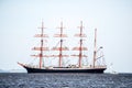 Trzebiez, Poland - August 08, 2017 - Sailing ship Sedov sails to the full sea after final of Tall Ships Races 2017 in Stettin on 0 Royalty Free Stock Photo