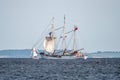 Trzebiez, Poland - August 08, 2017 - Sailing ship Zawisza Czarny sails to the full sea after final of Tall Ships Races 2017 in Ste