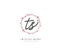 TS Beauty vector initial logo, handwriting logo of initial signature, wedding, fashion, jewerly, boutique, floral and botanical w