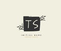 TS Beauty vector initial logo, handwriting logo of initial signature, wedding, fashion, jewerly, boutique, floral and botanical w