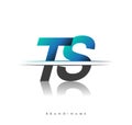 TS initial logo company name colored black and blue, Simple and Modern Logo Design