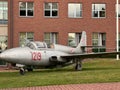 TS Iskra trainer aircraft standing on the square in front of the Aviation Center of the Polish Academy of Sciences in CheÃâm