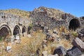 Tsahats-kar, Armenia, September, 09, 2014. Ruins of buildings and khachkars 5-7 centuries in an ancient monastery Tsahats-kar in t Royalty Free Stock Photo