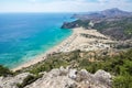 Tsampika beach and Rhodes island panorama from Tsampika mountain top, Greece Royalty Free Stock Photo