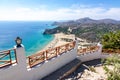 Tsampika beach and Rhodes island panorama from Tsampika mountain top, Greece Royalty Free Stock Photo