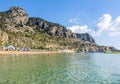 Tsampika sandy beach on Rhodes island, Greece Royalty Free Stock Photo