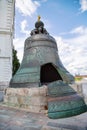 Tsar bell on a granite pedestal with a beautiful pattern against the blue sky in the Kremlin, Moscow. Sights of Russia. Royalty Free Stock Photo