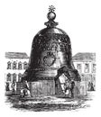 Tsar Bell or Tsarsky Kolokol or Tsar Kolokol III or Royal Bell, in Moscow, Russian Federation, vintage engraving