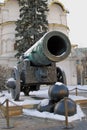 Tsar Cannon King Cannon in Moscow Kremlin in winter.