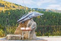 Tsar-Fish sculpture on viewpoint above Yenisei river