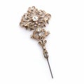 Tsar-inspired Hairpin: Baroque-inspired Jewelry Brooch In Light Gold