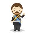 Tsar Nicholas II of Russia cartoon character. Vector Illustration