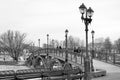 Tsaritsyno park in Moscow. People walk on the bridge. Royalty Free Stock Photo