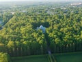 Tsarskoye Selo.  Catherine Park.  View of the spare palace.  Dawn.  Summer.  Flying in the park. Royalty Free Stock Photo