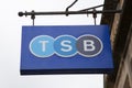 The TSB Bank logo hanging from a wall