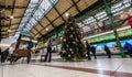 Covered market in Sofia, Bulgaria with huge hall and shops