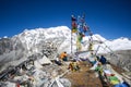 Tsergo ri and Prayers flags, Langtang National Park, Nepal Royalty Free Stock Photo