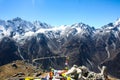 Tsergo ri with Prayers flags,  Nepal Royalty Free Stock Photo