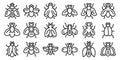 Tsetse fly icons set outline vector. Dangerous insect