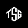 TSG letter logo design with polygon shape. TSG polygon and cube shape logo design. TSG hexagon vector logo template white and Royalty Free Stock Photo