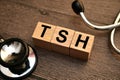 TSH, text words typography written with wooden letter, health and medical