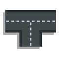 Tshaped crossroad icon, flat style Royalty Free Stock Photo