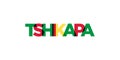 Tshikapa in the Congo emblem. The design features a geometric style, vector illustration with bold typography in a modern font.
