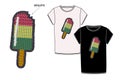 Tshirt with applique technical sketch