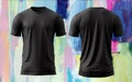 Tshirt Black Men, Template Shirt Front Back Isolated Blank Male Mockup, Textile Realistic Clothes with Colorful Royalty Free Stock Photo