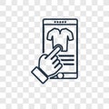 Tshirt concept vector linear icon isolated on transparent background, Tshirt concept transparency logo in outline style