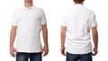 Tshirt design and clothing concept. Young man in blank white shirt front and rear isolated. Royalty Free Stock Photo