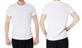 Tshirt design and people concept - young man in blank white t-shirt, t shirt mockup blank template Royalty Free Stock Photo