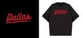 Dallas Texas Text Logo on Black T-Shirt Mockup Royalty Free Stock Photo