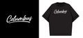 Columbus Script Text on Black T-Shirt and Background Royalty Free Stock Photo