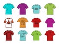 Tshirt icon set, color outline style Royalty Free Stock Photo